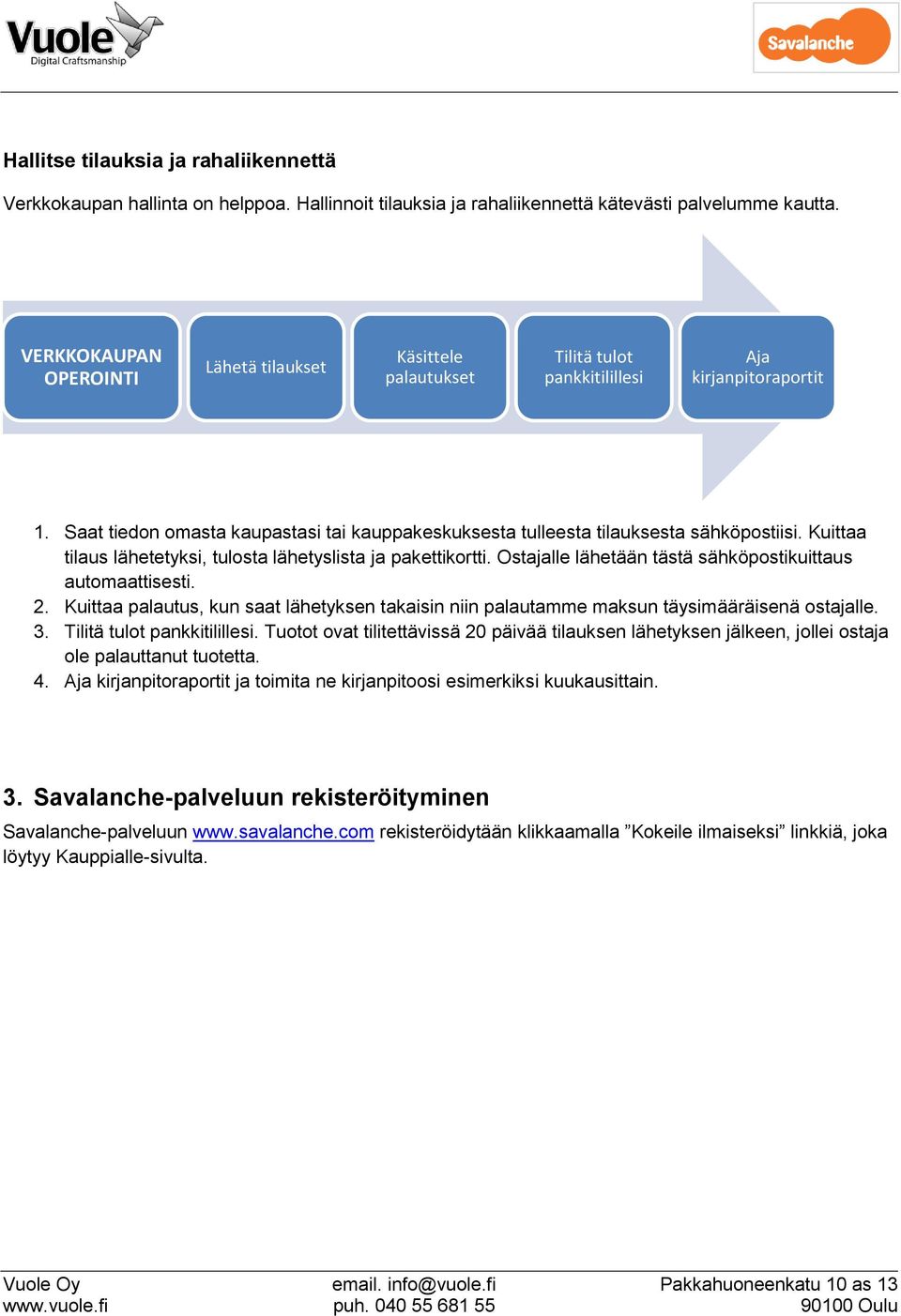 Saat tiedon omasta kaupastasi tai kauppakeskuksesta tulleesta tilauksesta sähköpostiisi. Kuittaa tilaus lähetetyksi, tulosta lähetyslista ja pakettikortti.