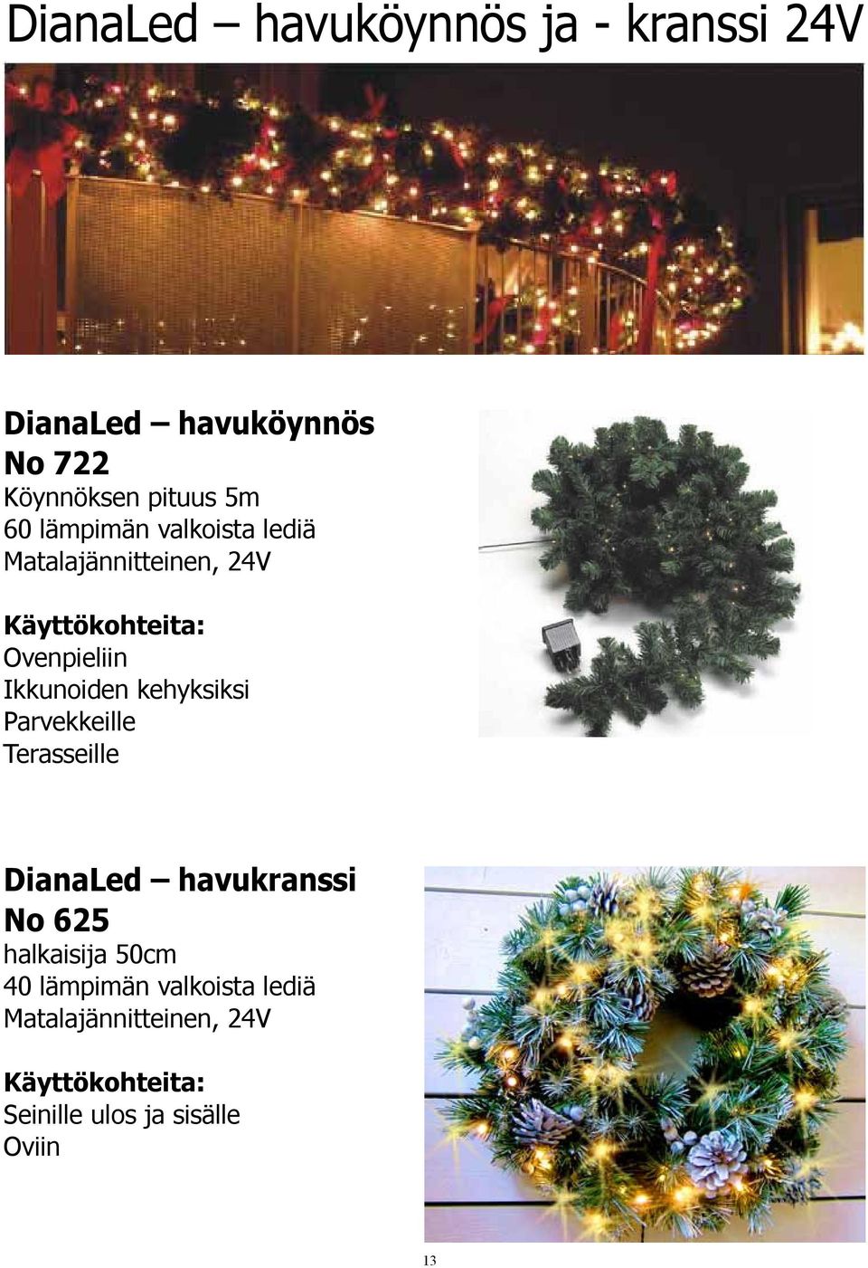 kehyksiksi Parvekkeille Terasseille DianaLed havukranssi No 625 halkaisija 50cm 40