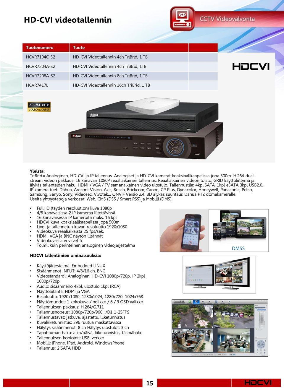 16 kanavan 1080P reaaliaikainen tallennus. Reaaliaikainen videon toisto, GRID käyttöliittymä ja älykäs tallenteiden haku. HDMI / VGA / TV samanaikainen video ulostulo.
