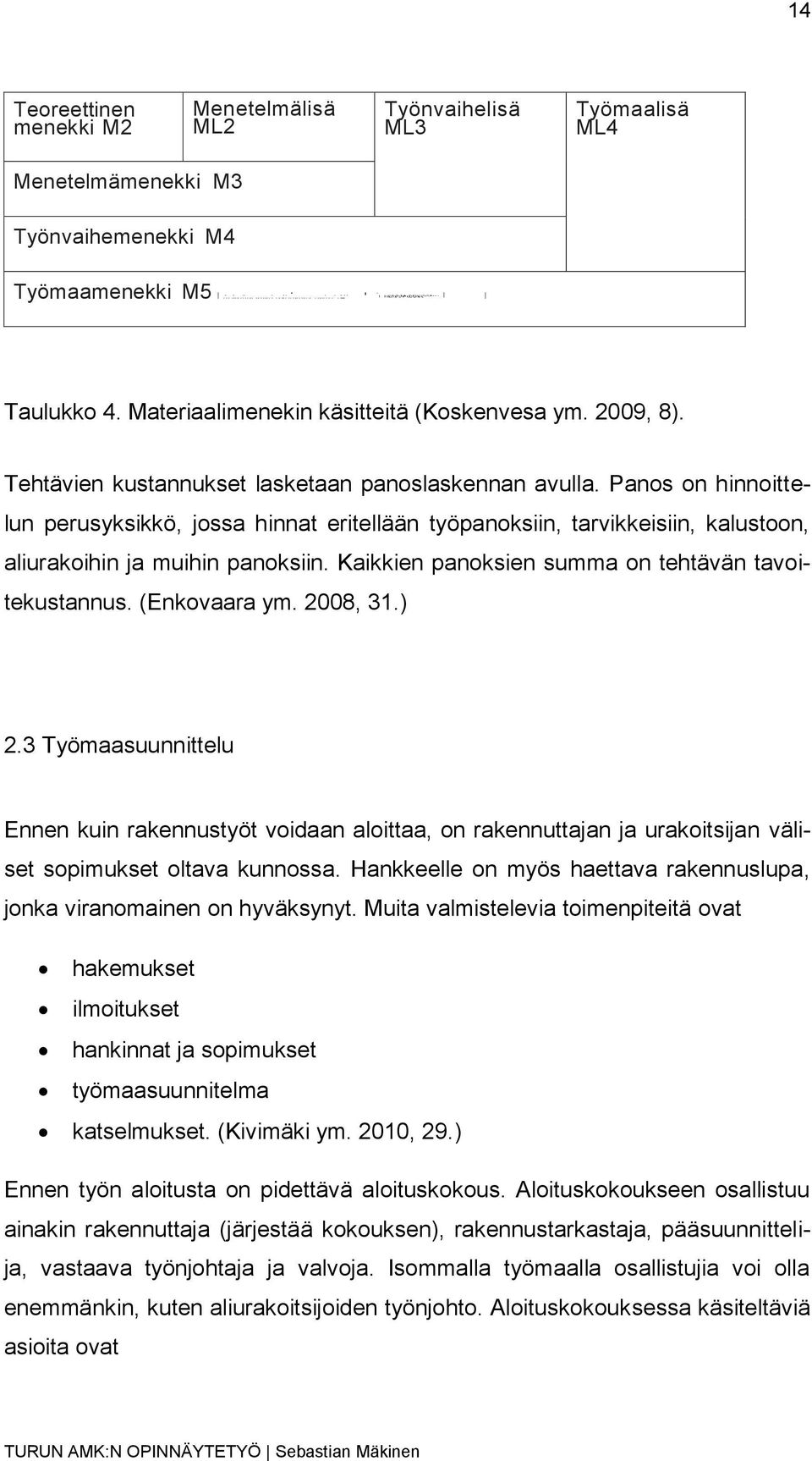 Kaikkien panoksien summa on tehtävän tavoitekustannus. (Enkovaara ym. 2008, 31.) 2.