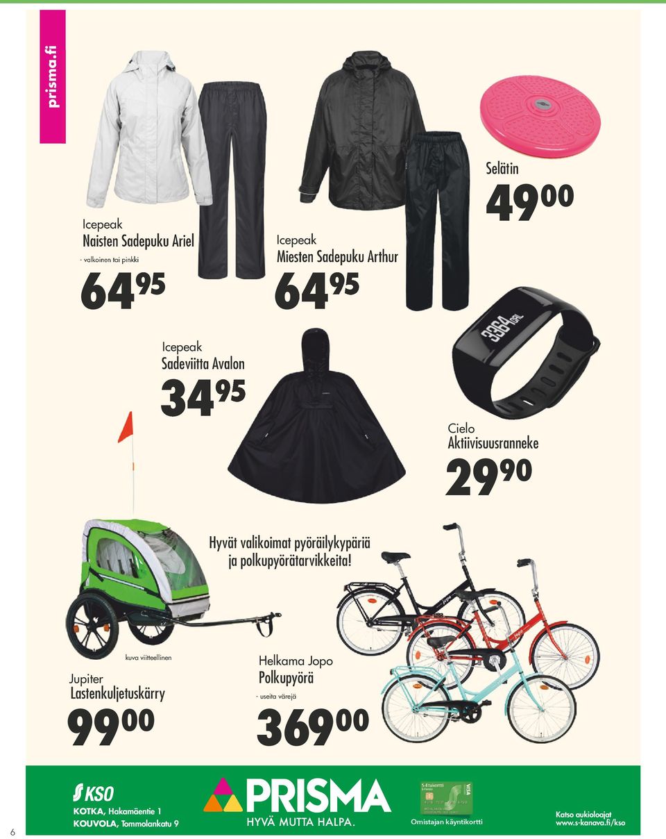 pyöräilykypäriä ja polkupyörätarvikkeita!
