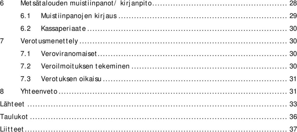 .. 30 7 Verotusmenettely... 30 7.1 Veroviranomaiset... 30 7.2 Veroilmoituksen tekeminen.