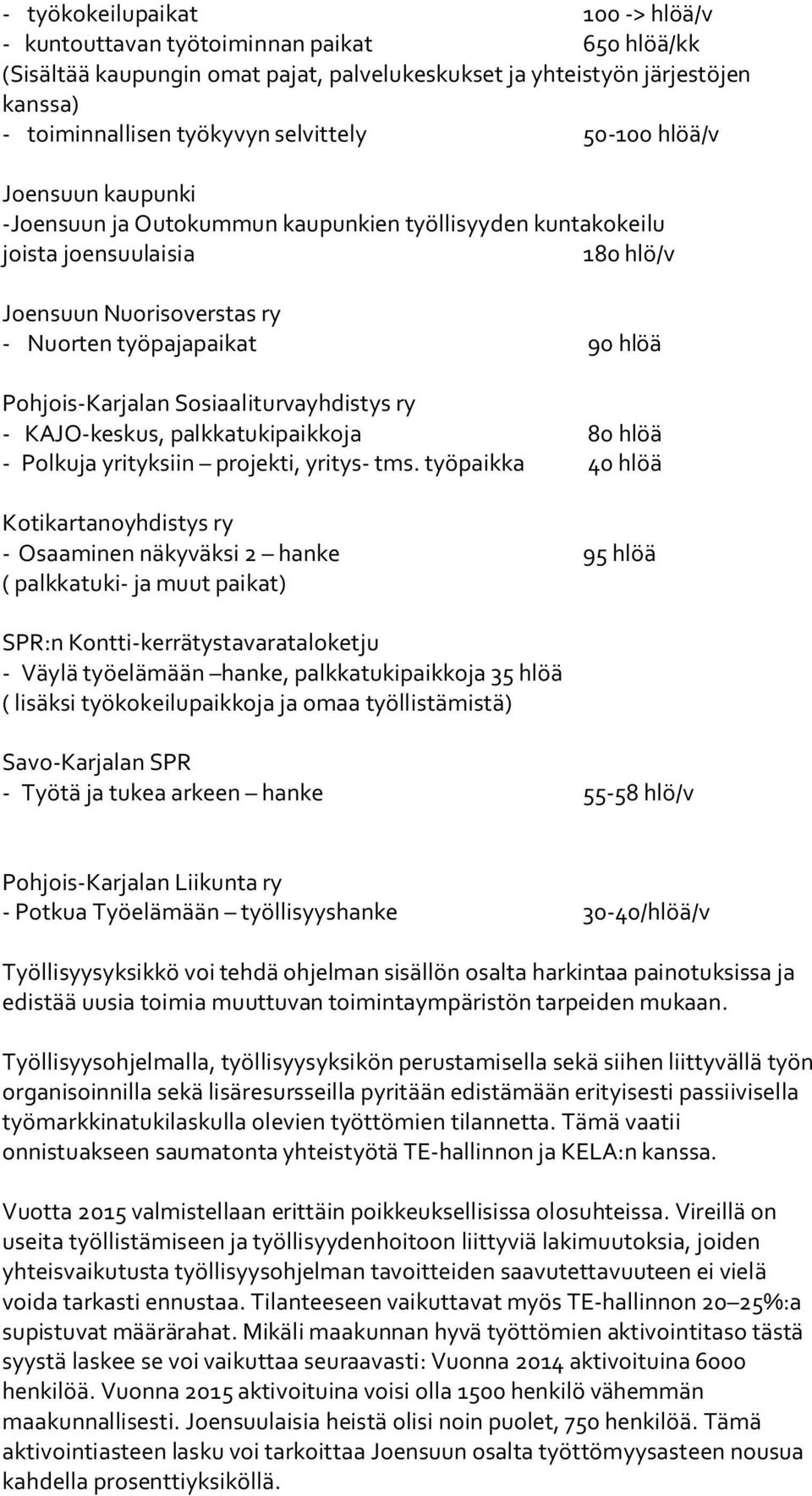 Sosiaaliturvayhdistys ry - KAJO-keskus, palkkatukipaikkoja 80 hlöä - Polkuja yrityksiin projekti, yritys- tms.