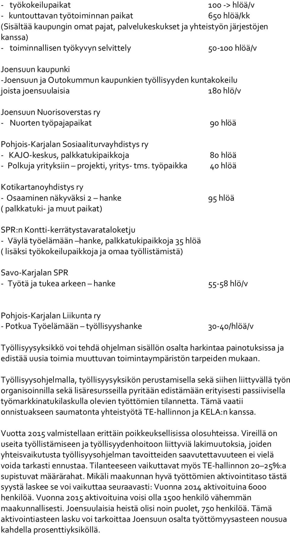 Sosiaaliturvayhdistys ry - KAJO-keskus, palkkatukipaikkoja 80 hlöä - Polkuja yrityksiin projekti, yritys- tms.