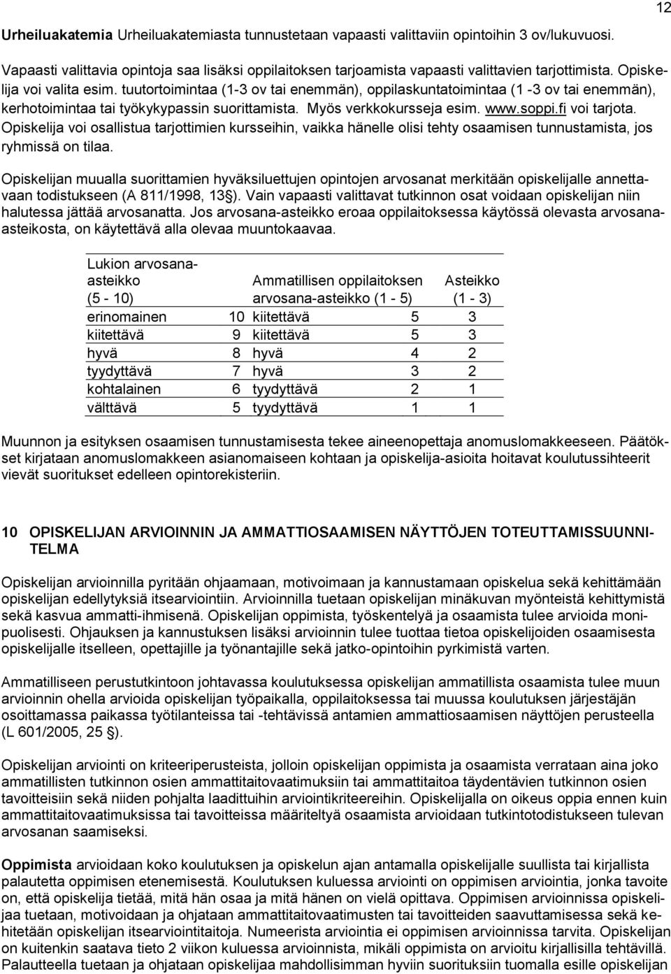 tuutortoimintaa (1-3 ov tai enemmän), oppilaskuntatoimintaa (1-3 ov tai enemmän), kerhotoimintaa tai työkykypassin suorittamista. Myös verkkokursseja esim. www.soppi.fi voi tarjota.