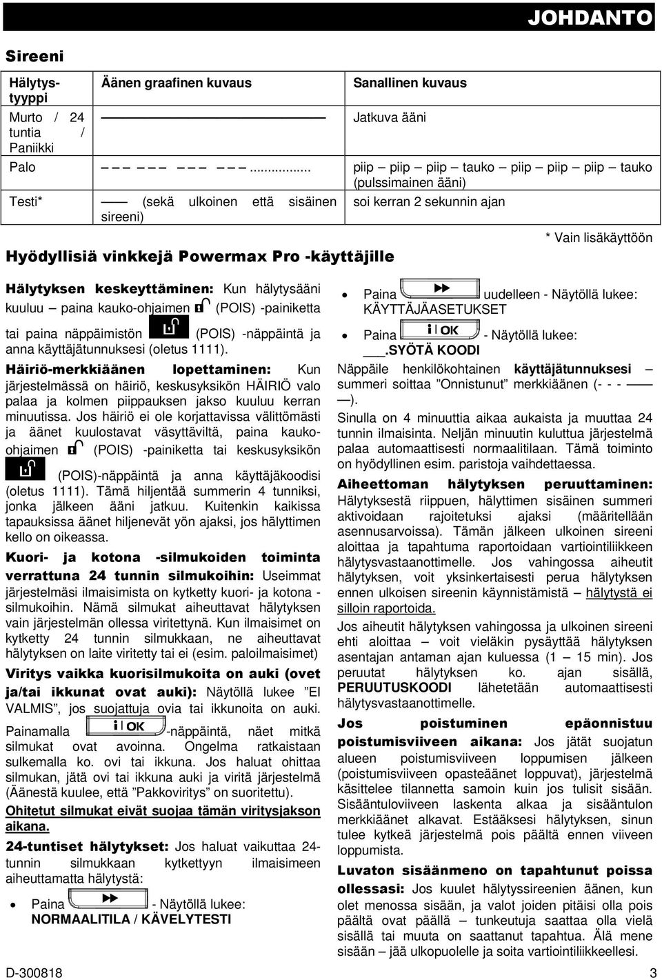 kuuluu paina kauko-ohjaimen (POIS) -painiketta tai paina näppäimistön (POIS) -näppäintä ja anna käyttäjätunnuksesi (oletus 1111).