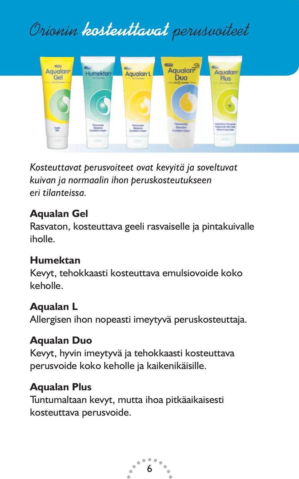 Humektan Kevyt, tehokkaasti kosteuttava emulsiovoide koko keholle. Aqualan L Allerisen ihon nopeasti imeytyvä peruskosteuttaja.