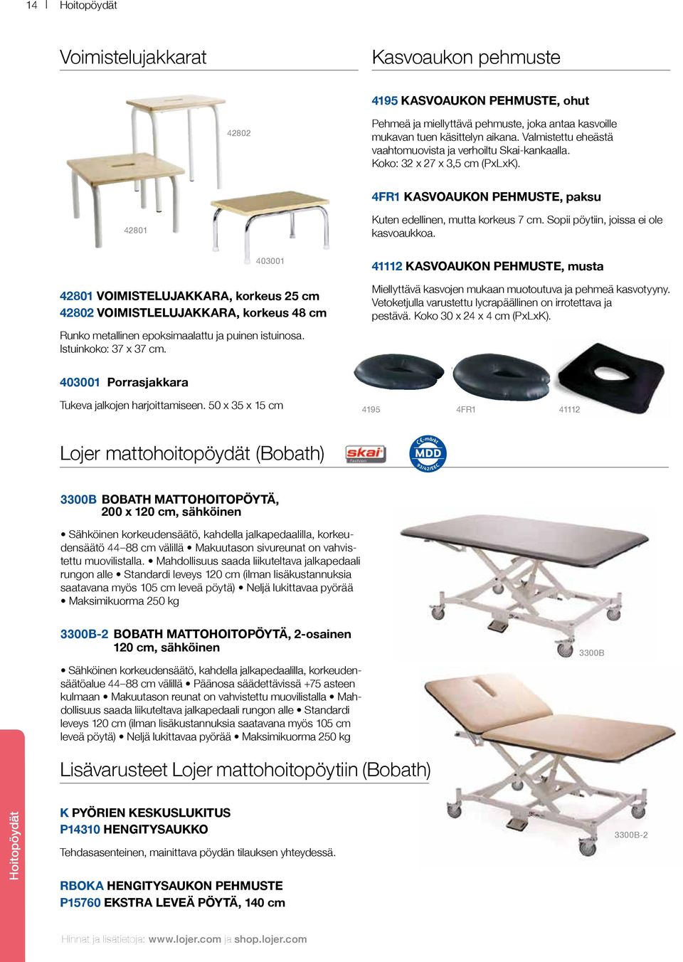 Sopii pöytiin, joissa ei ole kasvoaukkoa. 403001 42801 VOIMISTELUJAKKARA, korkeus 25 cm 42802 VOIMISTLELUJAKKARA, korkeus 48 cm Runko metallinen epoksimaalattu ja puinen istuinosa.