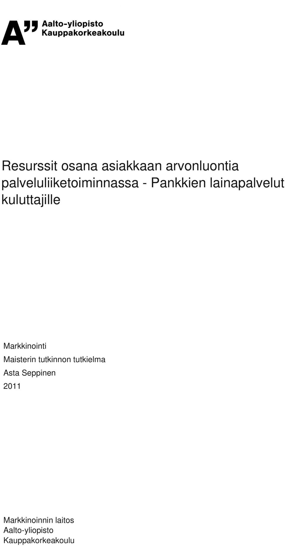 kuluttajille Markkinointi Maisterin tutkinnon