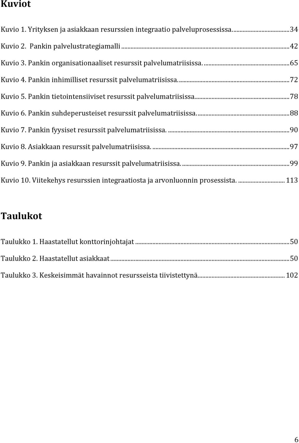 Pankin suhdeperusteiset resurssit palvelumatriisissa.... 88 Kuvio 7. Pankin fyysiset resurssit palvelumatriisissa.... 90 Kuvio 8. Asiakkaan resurssit palvelumatriisissa.... 97 Kuvio 9.