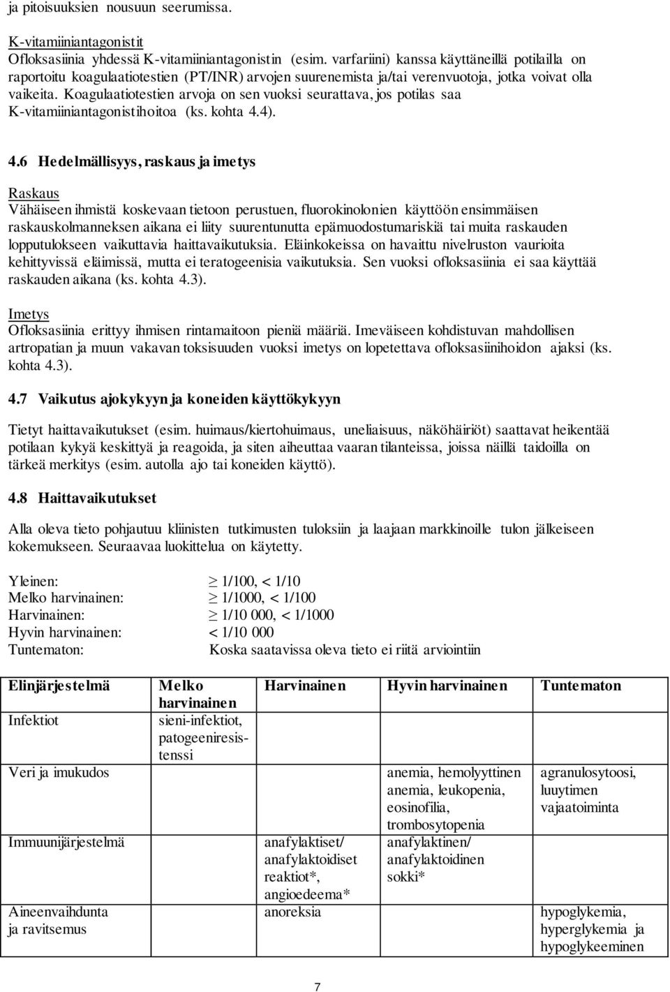 Koagulaatiotestien arvoja on sen vuoksi seurattava, jos potilas saa K-vitamiiniantagonistihoitoa (ks. kohta 4.
