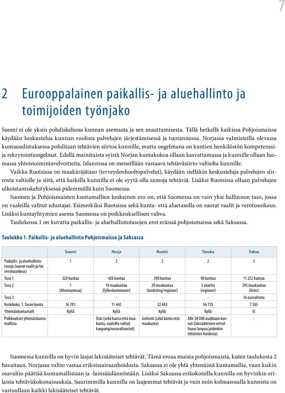 Norjassa valmisteilla olevassa kuntauudistuksessa pohditaan tehtävien siirtoa kunnille, mutta ongelmana on kuntien henkilöstön kompetenssija rekrytointiongelmat.