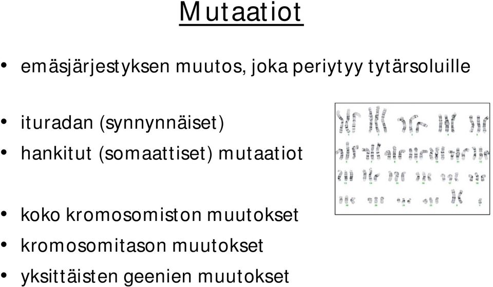 (somaattiset) mutaatiot koko kromosomiston