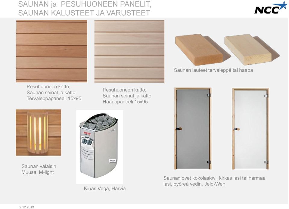 katto, Saunan seinät ja katto Haapapaneeli 15x95 Saunan valaisin Muusa, M-light Kiuas