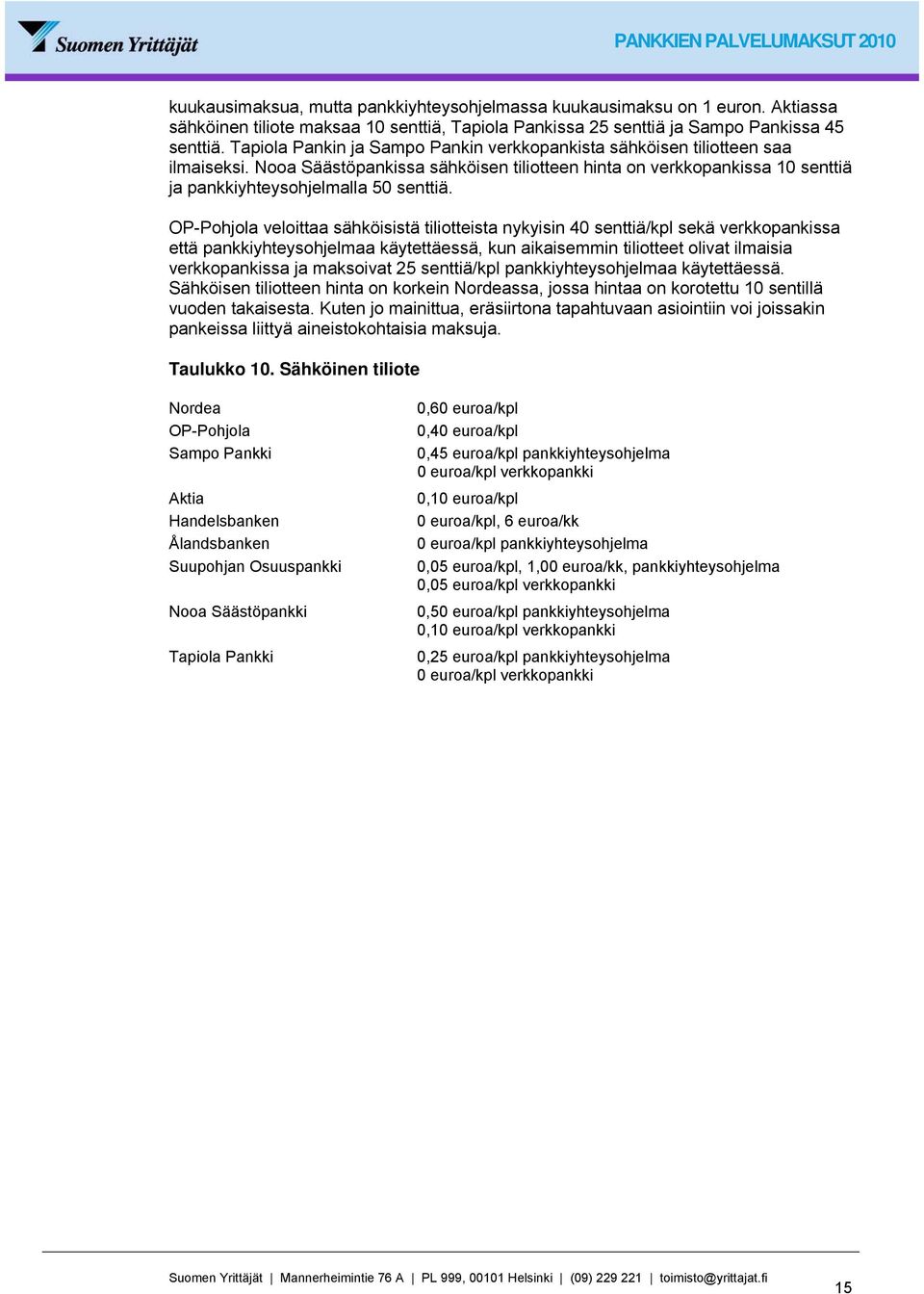 Pankkien palvelumaksut - PDF Ilmainen lataus