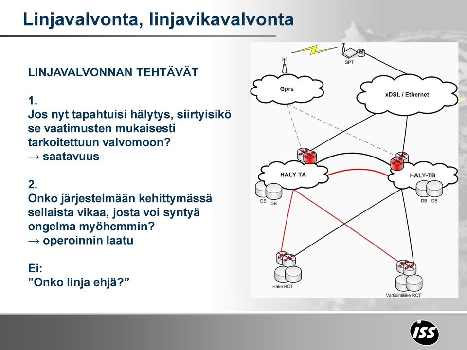tarkoitettuun valvomoon? saatavuus 2.