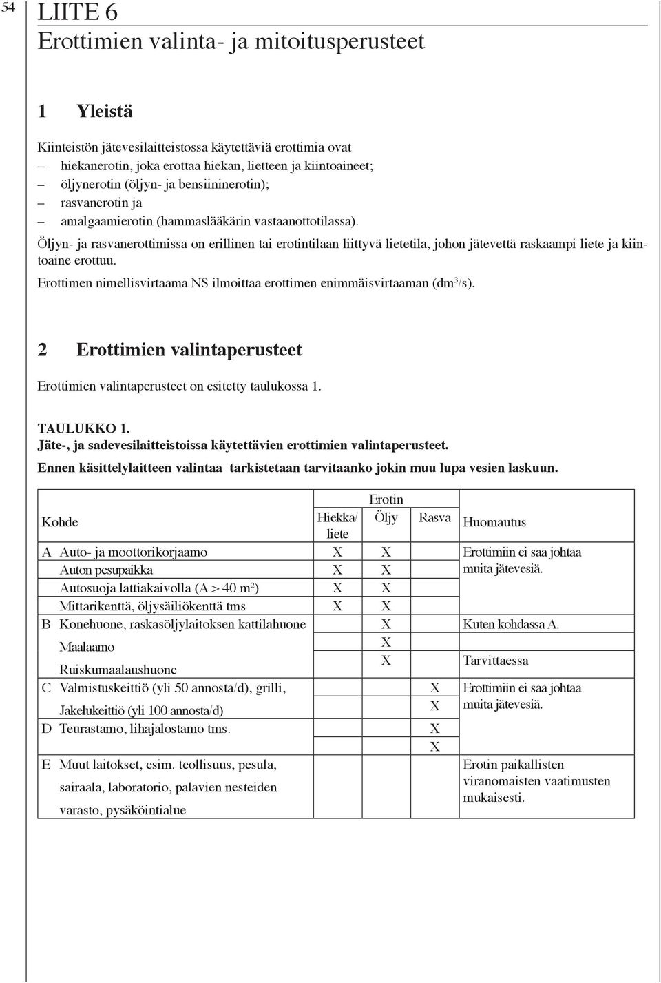 Öljyn- ja rasvanerottimissa on erillinen tai erotintilaan liittyvä lietetila, johon jätevettä raskaampi liete ja kiintoaine erottuu.