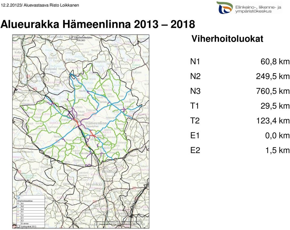 N3 T1 T2 E1 E2 60,8 km 249,5 km