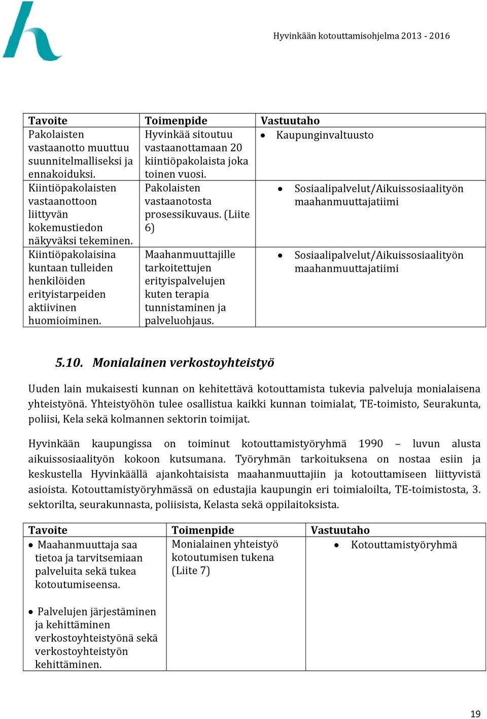 Pakolaisten vastaanotosta prosessikuvaus. (Liite 6) Maahanmuuttajille tarkoitettujen erityispalvelujen kuten terapia tunnistaminen ja palveluohjaus.