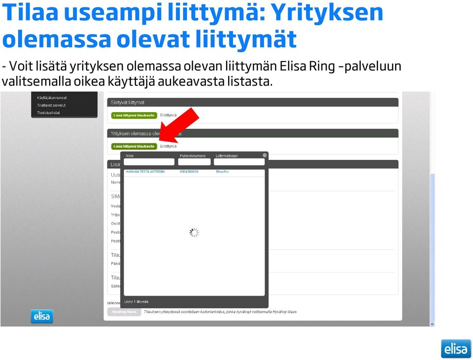 olemassa olevan liittymän Elisa Ring