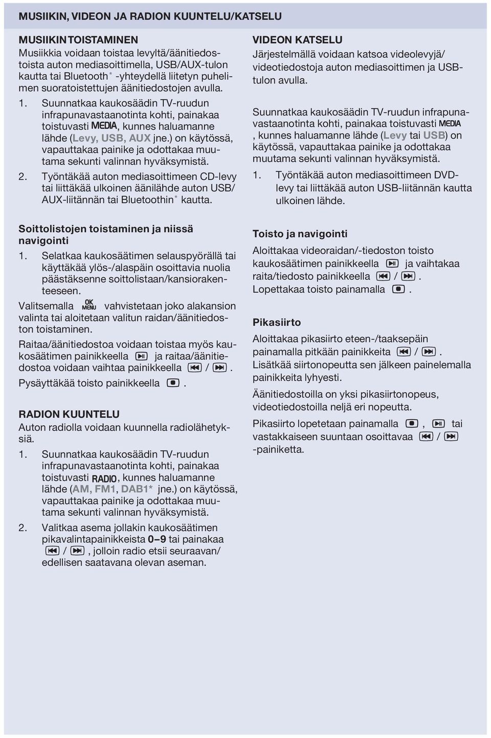 ) on käytössä, vapauttakaa painike ja odottakaa muutama sekunti valinnan hyväksymistä. 2.