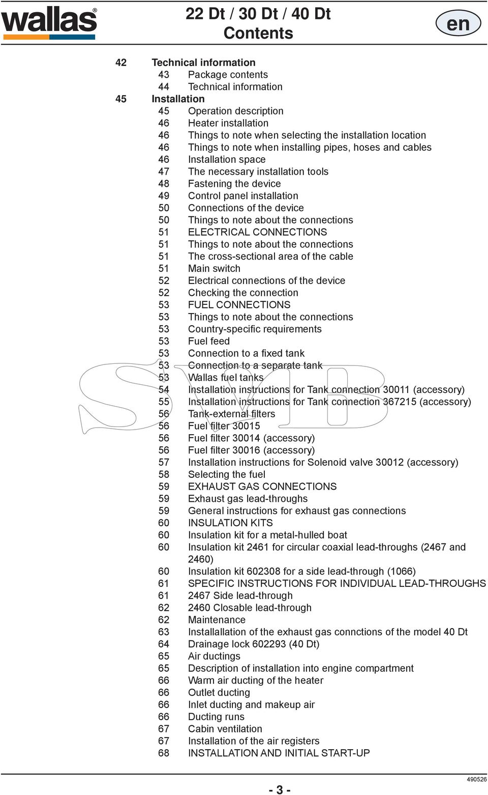 the device 50 Things to note about the connections 51 ELECTRICAL CONNECTIONS 51 Things to note about the connections 51 The cross-sectional area of the cable 51 Main switch 52 Electrical connections