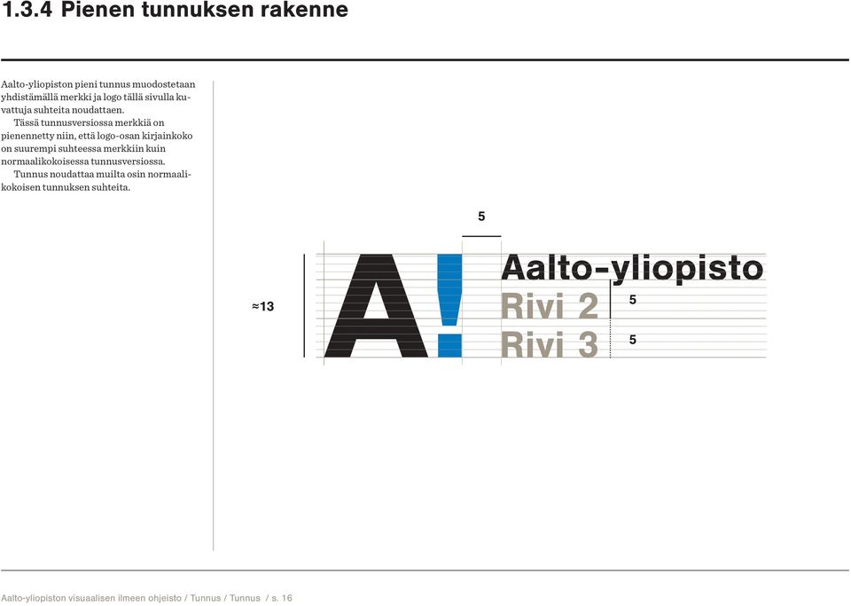 Tässä tunnusversiossa merkkiä on pienennetty niin, että logo-osan kirjainkoko on suurempi suhteessa merkkiin kuin