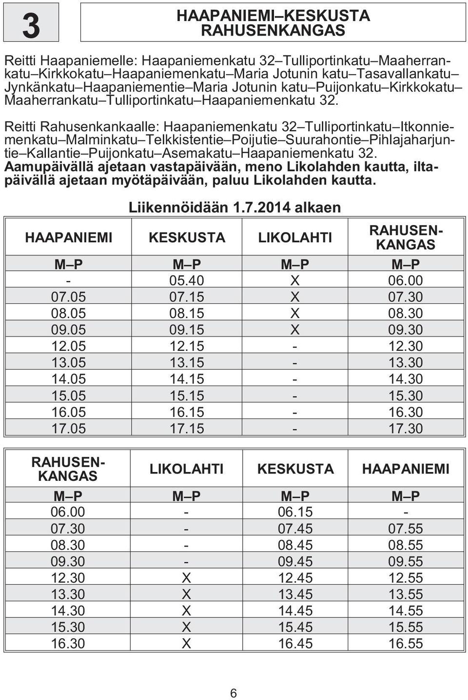 Reitti Rahusenkankaalle: Haapaniemenkatu 32 Tulliportinkatu Itkonniemenkatu Malminkatu Telkkistentie Poijutie Suurahontie Pihlajaharjuntie Kallantie Puijonkatu Asemakatu Haapaniemenkatu 32.