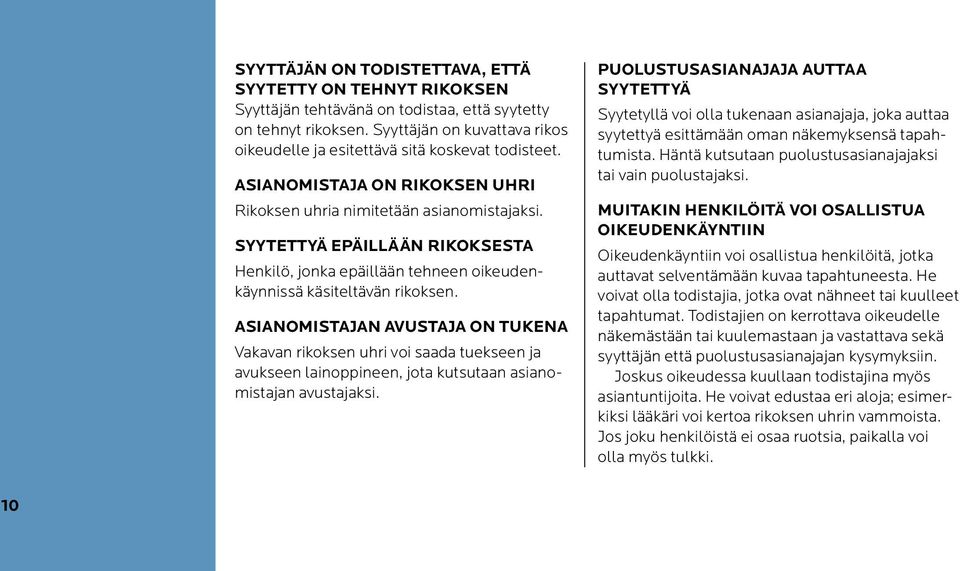 Syytettyä epäillään rikoksesta Henkilö, jonka epäillään tehneen oikeudenkäynnissä käsiteltävän rikoksen.