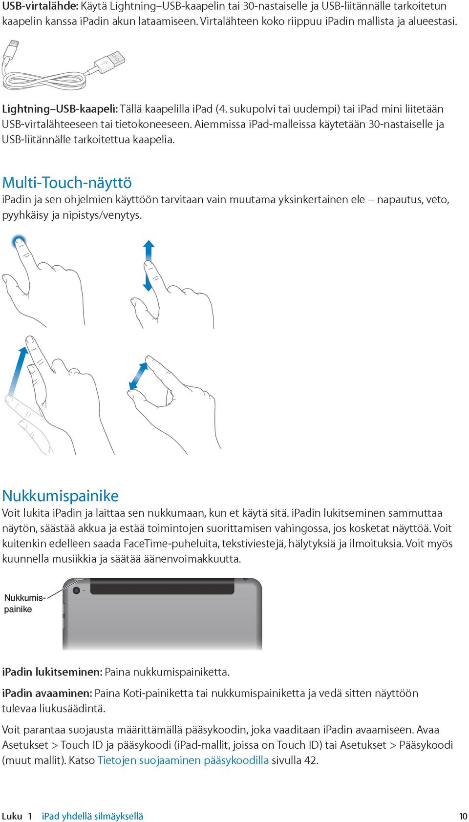 Aiemmissa ipad-malleissa käytetään 30-nastaiselle ja USB-liitännälle tarkoitettua kaapelia.