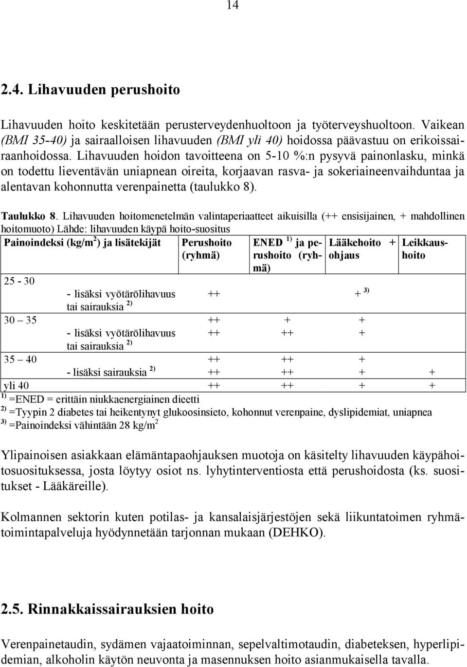 Lihavuuden hoidon tavoitteena on 5-10 %:n pysyvä painonlasku, minkä on todettu lieventävän uniapnean oireita, korjaavan rasva- ja sokeriaineenvaihduntaa ja alentavan kohonnutta verenpainetta