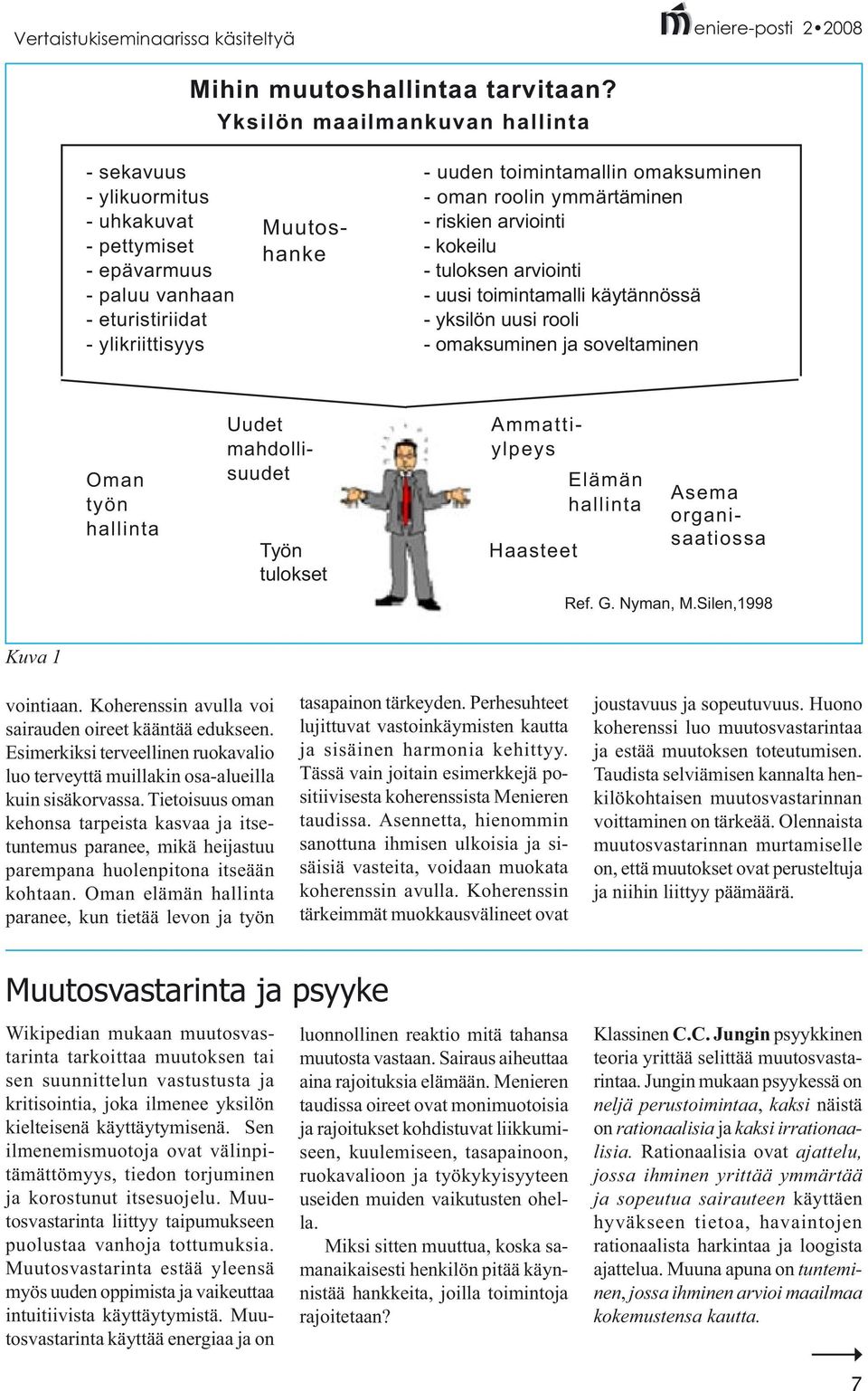 roolin ymmärtäminen - riskien arviointi - kokeilu - tuloksen arviointi - uusi toimintamalli käytännössä - yksilön uusi rooli - omaksuminen ja soveltaminen Oman työn hallinta Työn tulokset Uudet