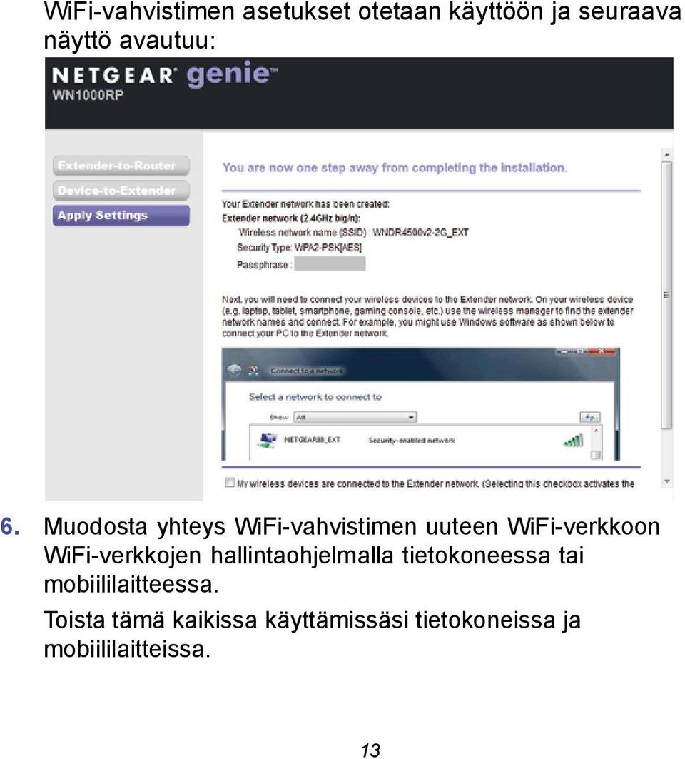 Muodosta yhteys WiFi-vahvistimen uuteen WiFi-verkkoon WiFi-verkkojen