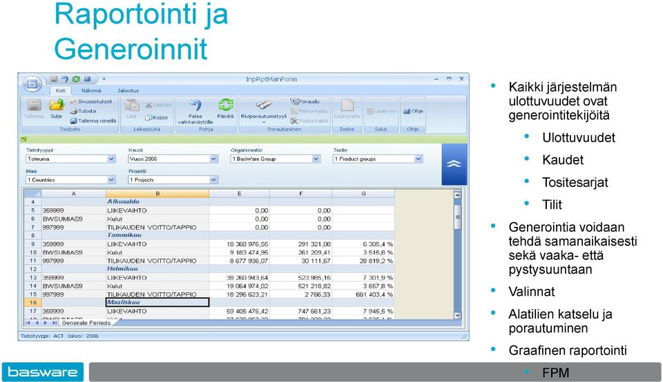 Generointia voidaan tehdä samanaikaisesti sekä vaaka- että