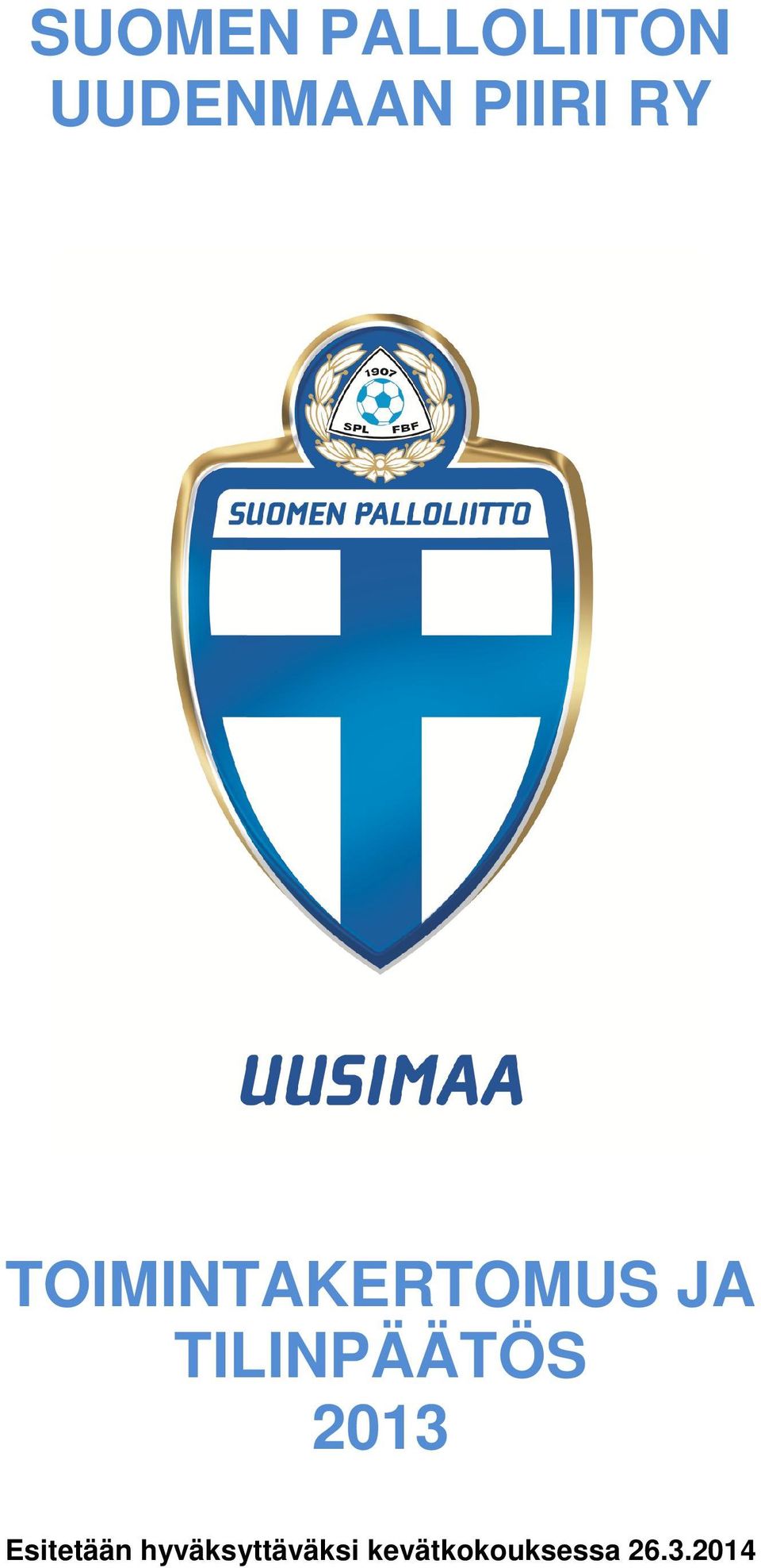 TILINPÄÄTÖS 2013 Esitetään