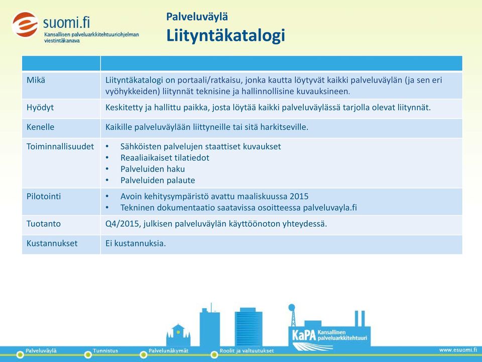 Kaikille palveluväylään liittyneille tai sitä harkitseville.