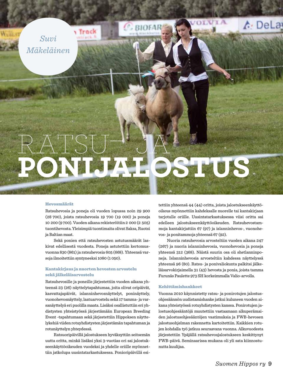 Poneja astutettiin kertomusvuonna 830 (861) ja ratsuhevosia 605 (668). Yhteensä varsoja ilmoitettiin syntyneeksi 1080 (1 050).