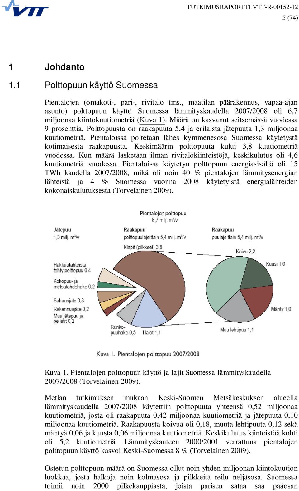 Polttopuusta on raakapuuta 5,4 ja erilaista jätepuuta 1,3 miljoonaa kuutiometriä. Pientaloissa poltetaan lähes kymmenesosa Suomessa käytetystä kotimaisesta raakapuusta.