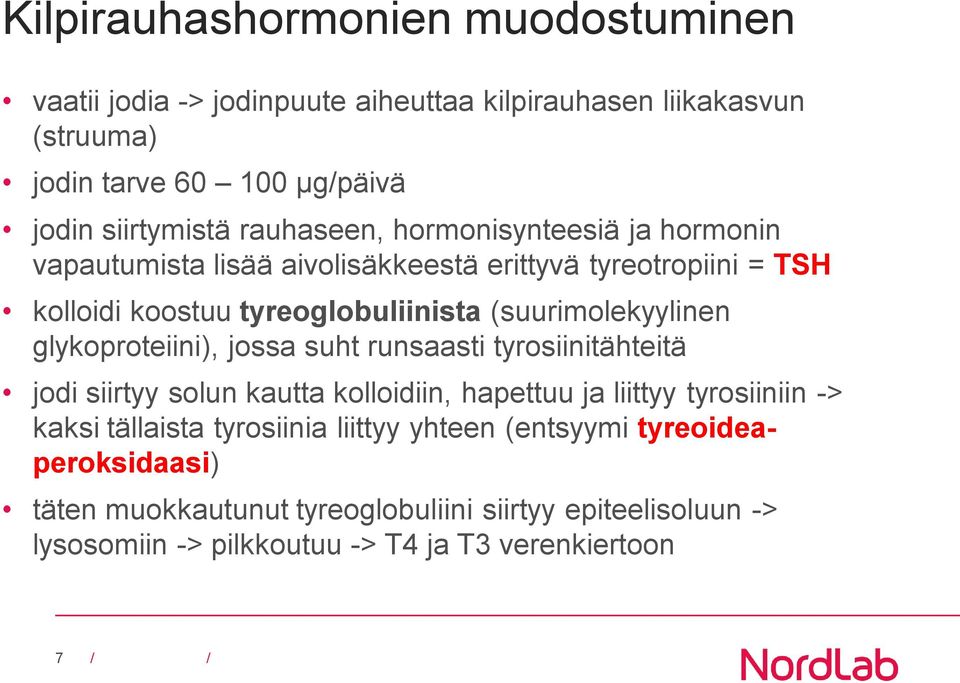 glykoproteiini), jossa suht runsaasti tyrosiinitähteitä jodi siirtyy solun kautta kolloidiin, hapettuu ja liittyy tyrosiiniin -> kaksi tällaista tyrosiinia