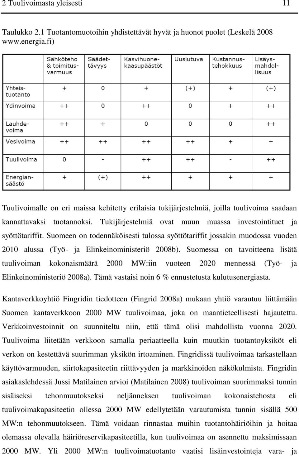Suomeen on todennäköisesti tulossa syöttötariffit jossakin muodossa vuoden 2010 alussa (Työ- ja Elinkeinoministeriö 2008b).