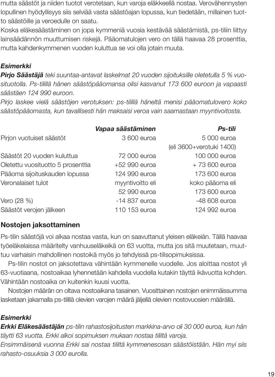 Koska eläkesäästäminen on jopa kymmeniä vuosia kestävää säästämistä, ps-tiliin liittyy lainsäädännön muuttumisen riskejä.