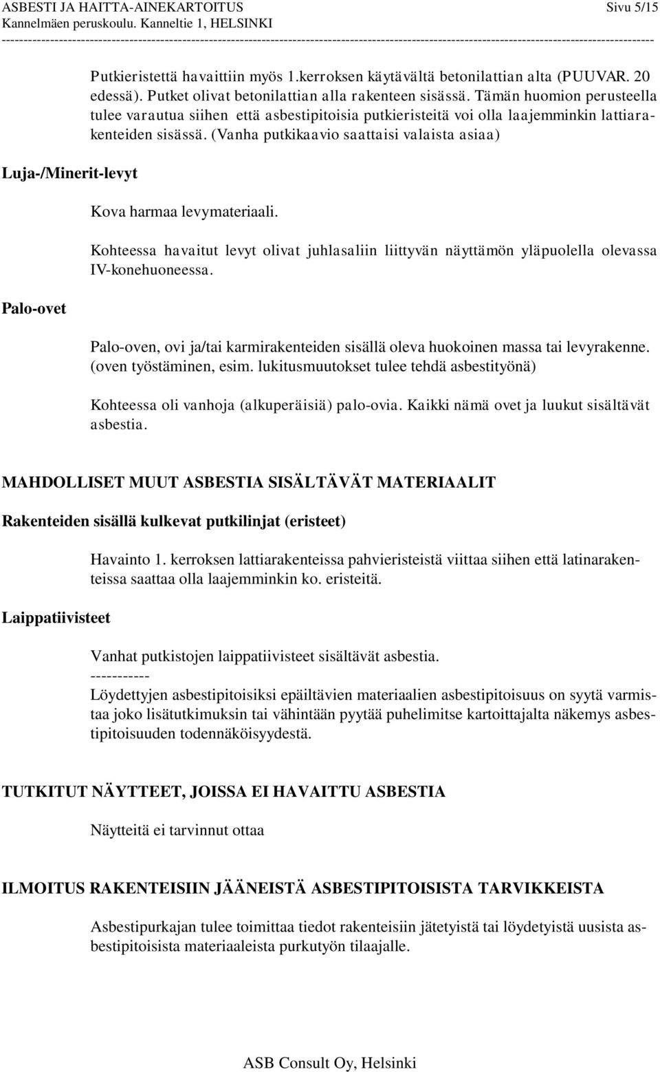 (Vanha putkikaavio saattaisi valaista asiaa) Kova harmaa levymateriaali. Kohteessa havaitut levyt olivat juhlasaliin liittyvän näyttämön yläpuolella olevassa IV-konehuoneessa.