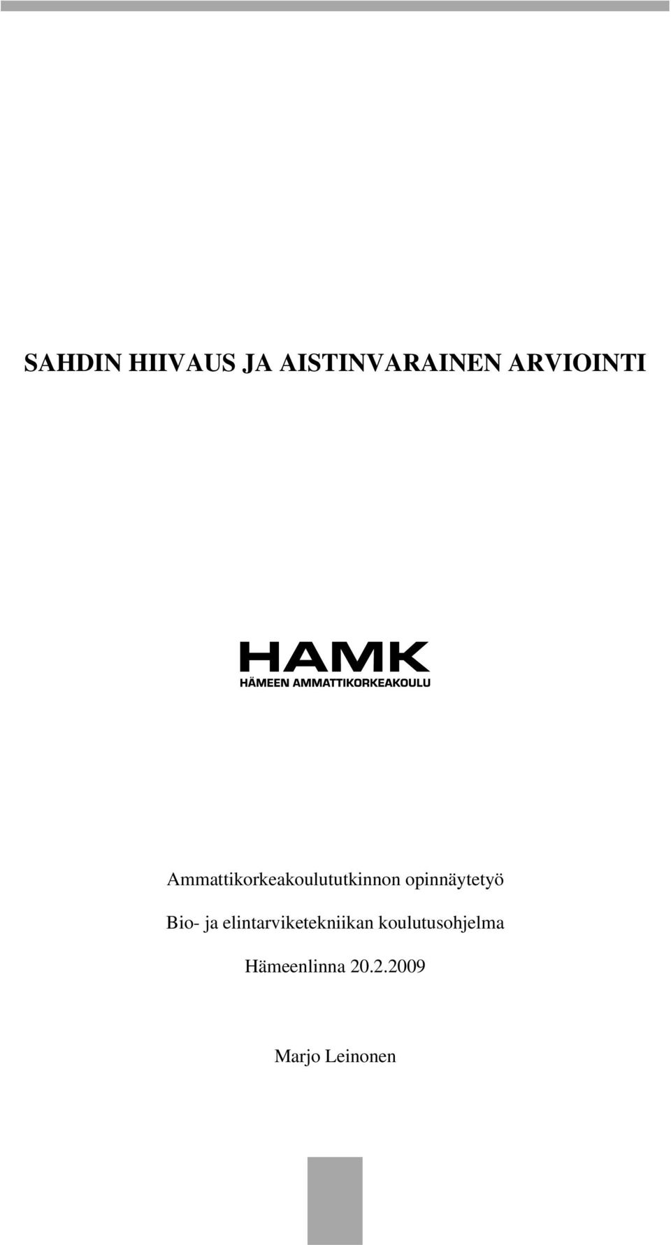 opinnäytetyö Bio- ja elintarviketekniikan