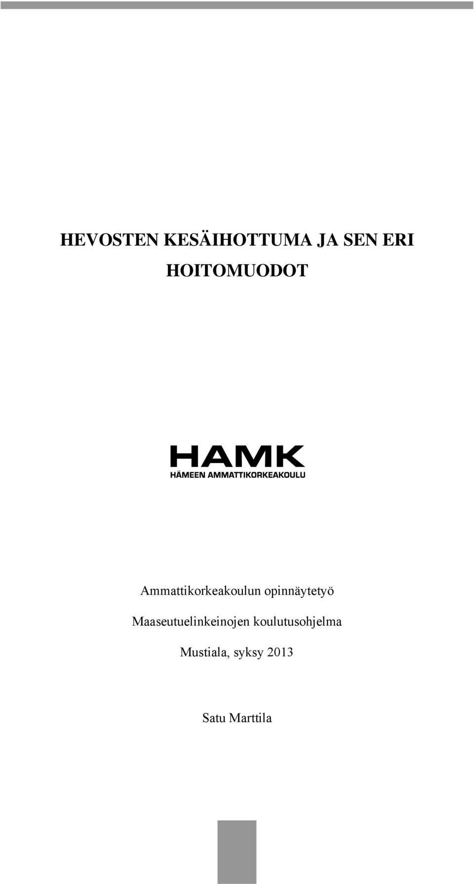 opinnäytetyö Maaseutuelinkeinojen