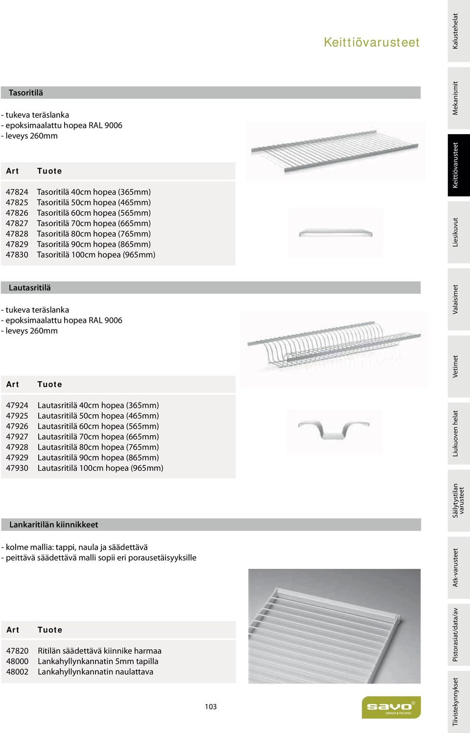 9006 - leveys 260mm 47924 Lautasritilä 40cm hopea (365mm) 47925 Lautasritilä 50cm hopea (465mm) 47926 Lautasritilä 60cm hopea (565mm) 47927 Lautasritilä 70cm hopea (665mm) 47928 Lautasritilä 80cm