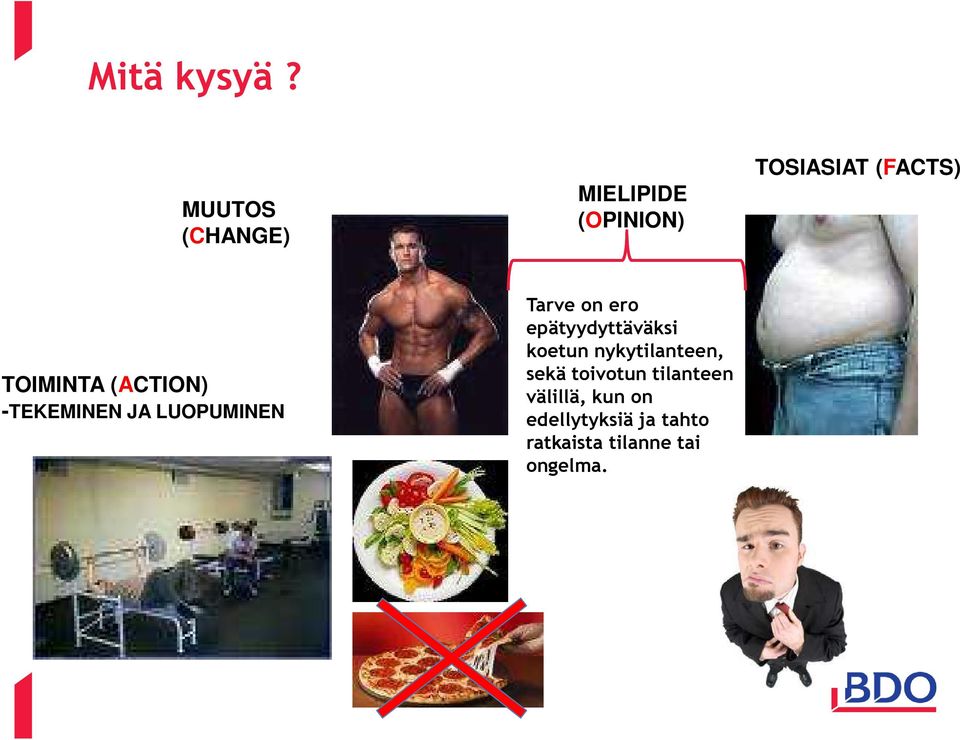 (ACTION) -TEKEMINEN JA LUOPUMINEN Tarve on ero epätyydyttäväksi