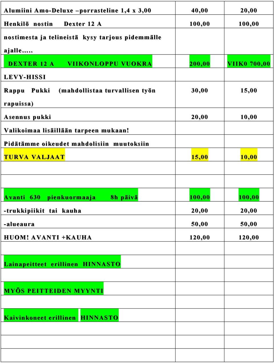 Valikoimaa lisäillään tarpeen mukaan!