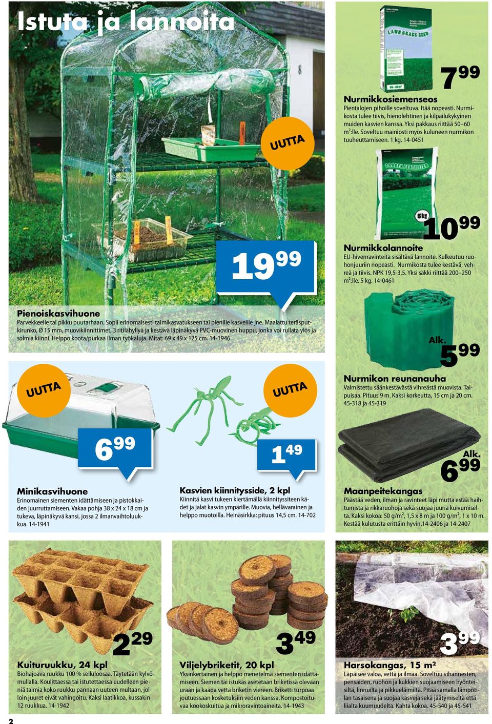 Kulkeutuu ruohonjuuriin nopeasti. Nurmikosta tulee kestävä, vehreä ja tiivis. NPK 19,5-3,5. Yksi säkki riittää 200 250 m²:lle. 5 kg. 14-0461 Pienoiskasvihuone Parvekkeelle tai pikku puutarhaan.