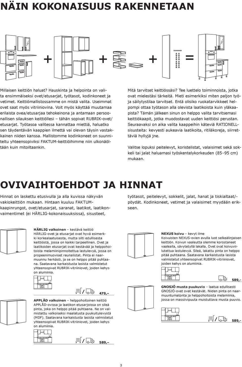 Työtasoa valitessa kannattaa miettiä, haluatko sen täydentävän kaappien ilmettä vai olevan täysin vastakkainen niiden kanssa.