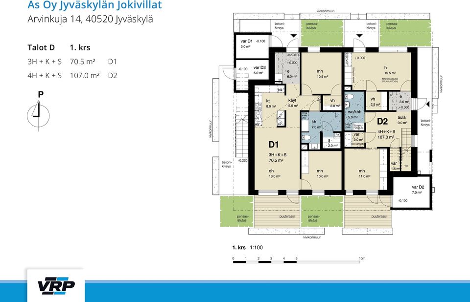 Talot D 1. krs 3H + K + S 70.